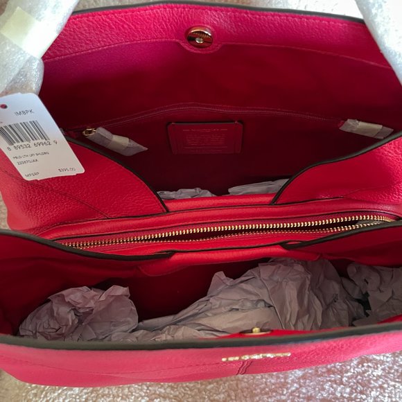 Coach Lexy Shoulder Bag Bright Pink PEBBLE LEATHER NWT - Picture 7 of 14